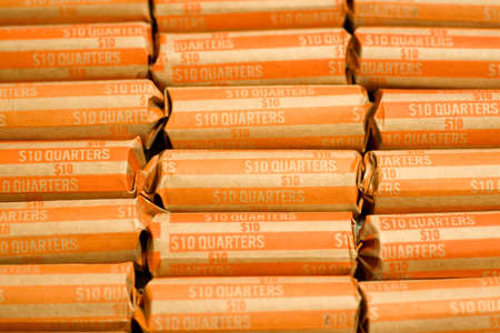 A group of wrapped quarters from aboveの写真素材