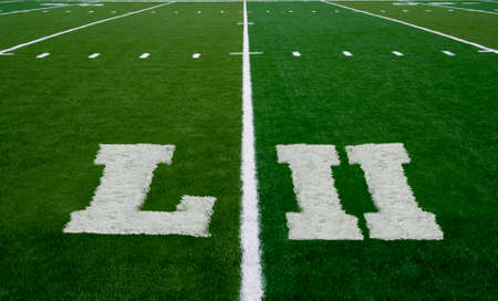 Football field symbolizing Super Bowl 52 in 2018の写真素材