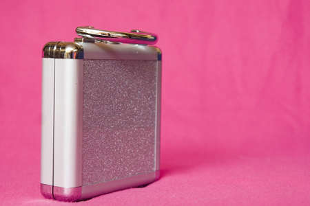 makeup bag on pink backgroundの写真素材