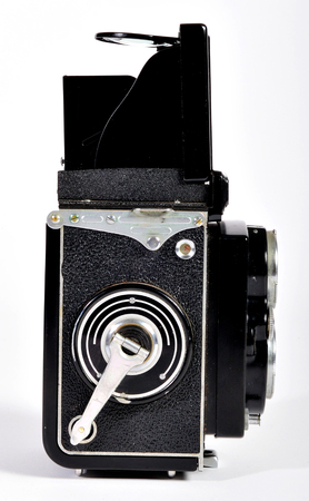 A vintage twin-lens-reflex cameraの写真素材