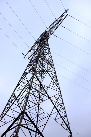 Electrical tower along the Mississippi River waterfront in St. Louis, Missouri.の写真素材