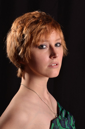 Pretty girl with bare shoulder dress.の写真素材