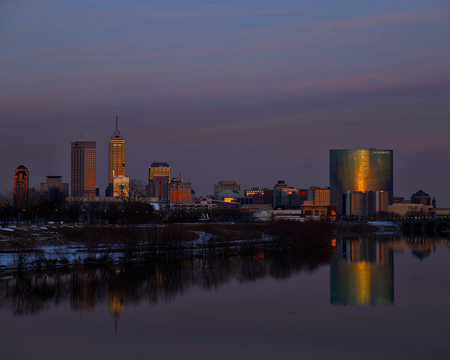 Indianapolis skyline at duskのeditorial素材