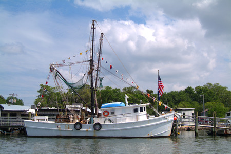 Shrimp boat along South Carolina island.の写真素材