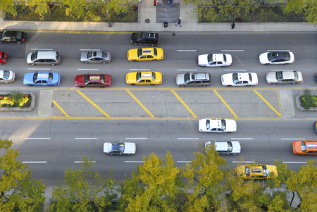 Aerial view of city streetの写真素材
