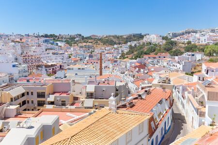 City Albufeira in Portugal with white buildings and housesの写真素材
