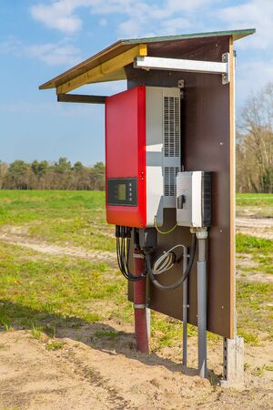 European solar collector inverter outdoors in landscapeの写真素材