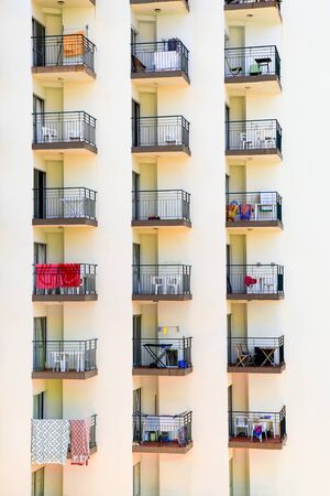 Building with many apartments and balconies in Portugalの写真素材