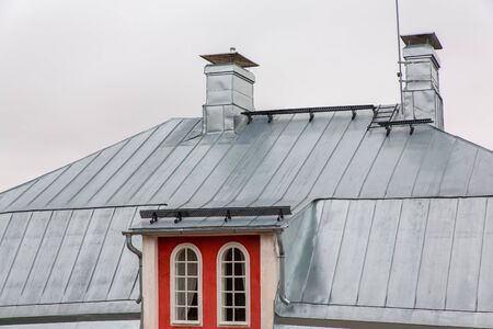 Metal zinc roof on house in Finlandの写真素材