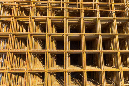 stack of rusty metal concrete braidingの写真素材