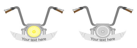 Motorcycle steering wheel. Retro cartoon style chopper in desaturated colorsのイラスト素材