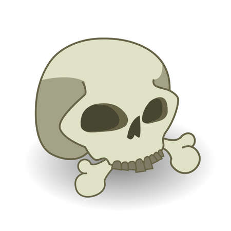 Cartoon comics style skull  with bones isolated on whiteのイラスト素材