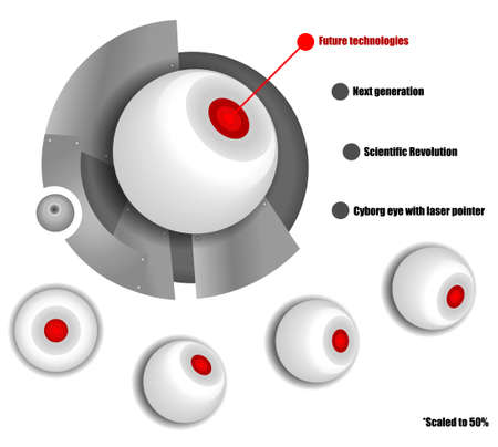 Robot eye with laser pointer. Menu navigation. Editableのイラスト素材