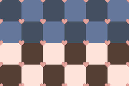 Blue, dark blue, pink and chocolate hearts seamless vector patternのイラスト素材