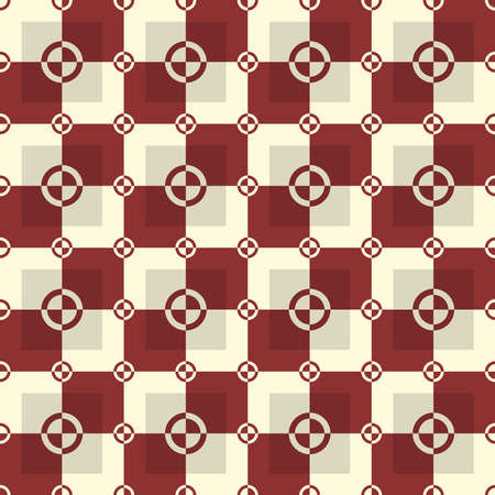Circle-squares vector seamless pattern in red and sand colorsのイラスト素材