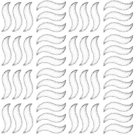 Waves and fire hand drawn abstract vector seamless pattern. Dots stippling ink style. Isolated on whiteのイラスト素材