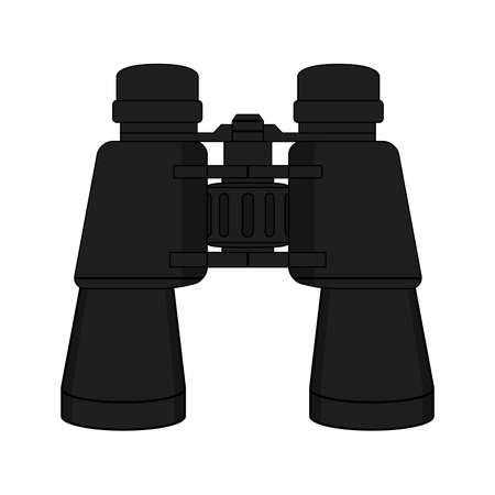 Realistic travel vector binoculars icon. Black color. Color illustration isolated on whiteのイラスト素材