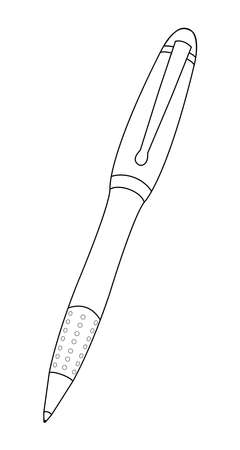 Business stationery ball pen icon. Contour lines vector clip art illustration isolated on whiteのイラスト素材