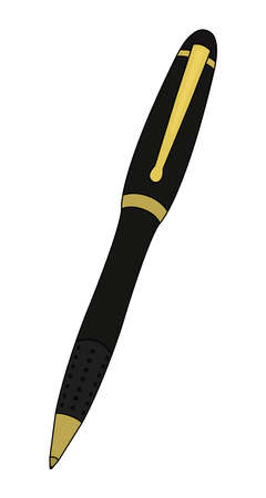 Gold business stationery ball pen icon. Color vector clip art illustration isolated on whiteのイラスト素材