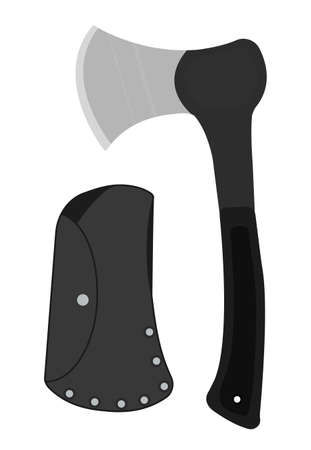 Sharp, rubberized handle small handy camping ax. Clip art vector no outline illustration isolated on whiteのイラスト素材