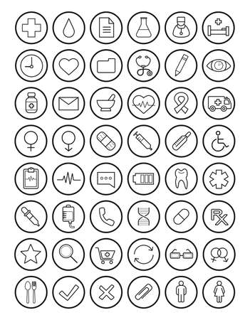 Medical linear icons set. Vector line art illustrations isolated on whiteのイラスト素材