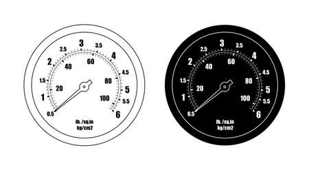 Pressure gauge bar icon. Clip art vector contour lines and black silhouette illustration isolated on whiteのイラスト素材