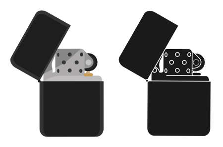 Black gasoline lighter. Color, silhouette. Vector clip art illustrations isolate on whiteのイラスト素材