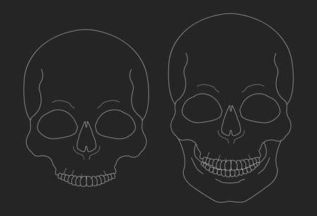 Chalk skull vector clip art illustrations isolated on blackboardのイラスト素材