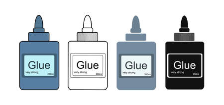 Stationery office glue tube. Color, contour, silhouette. Vector clip art illustrations isolated on whiteのイラスト素材
