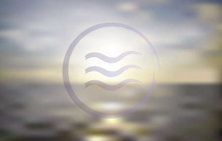 Ocean sunset. Blur background with waves in circleのイラスト素材