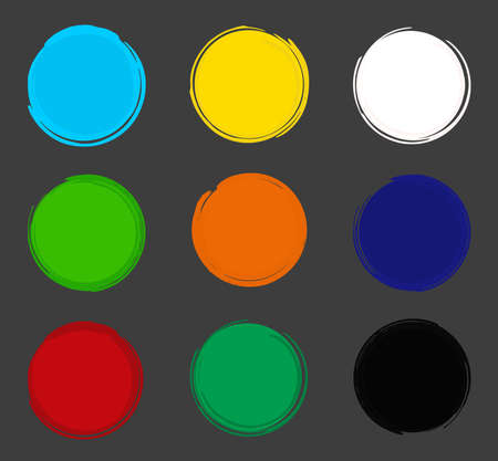 Acrylic paint background frames collection. Blue, yellow, white, green, orange, red, black colors. Vectorのイラスト素材