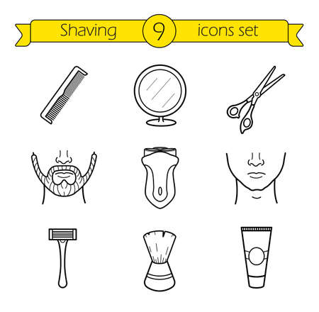Shaving linear icons set.のイラスト素材