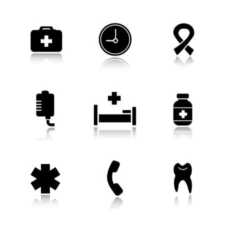 Hospital  drop shadow icons set.のイラスト素材