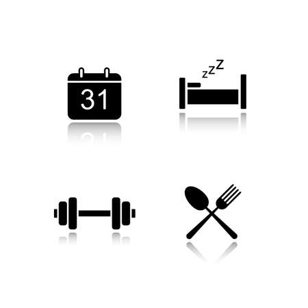 Everyday activities drop shadow icons set.のイラスト素材