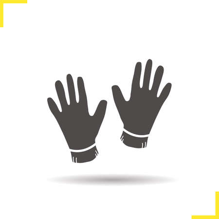 Gloves icon. Drop shadow pictogram. Isolated black illustration. Work gloves. concept. Vector silhouette symbolのイラスト素材