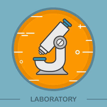 Microscope color icons set. Scientific researh and medical laboratory equipment. Microbiology research item. Scientific tests and experiments instrument. concepts. Vector isolated illustrationsのイラスト素材