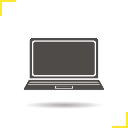 Laptop icon. Drop shadow laptop icon. Portable personal computer. Modern office equipment. Isolated laptop black illustration. concept. Vector silhouette laptop symbolのイラスト素材