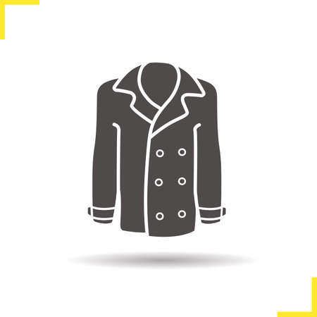 Coat icon. Drop shadow jakcet silhouette symbol. Men and women seasonal leather outerwear. Coat  concept. Vector leather jacket isolated illustrationのイラスト素材