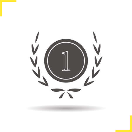 Winner icon. Drop shadow 1st place silhouette symbol. Sports competitions winner symbol. Tournament winner  concept. Vector 1st place isolated illustrationのイラスト素材