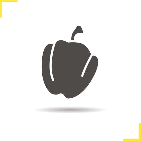 Bell pepper icon. Drop shadow capsicum silhouette symbol. Seasonal agricultural vegetable. Paprika  concept. Vector green pepper isolated illustrationのイラスト素材