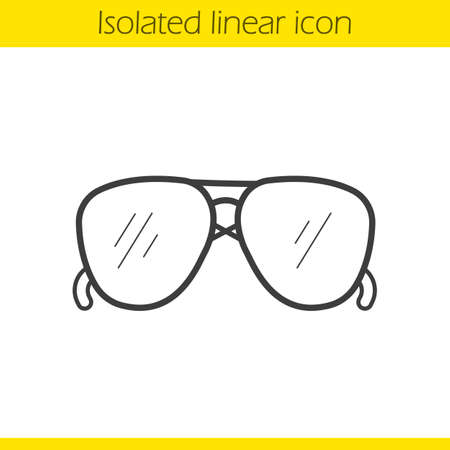 Sunglasses linear icon. Men's summer fashion accessory thin line illustration. Sun glasses contour symbol. Vector isolated outline drawingのイラスト素材