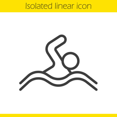 Swimmer linear icon. Thin line illustration. Swimming athlete. Sportsman contour symbol. Swimmer  concept. Vector isolated outline drawingのイラスト素材
