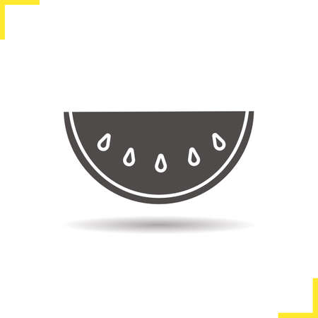Watermelon icon. Drop shadow watermelon silhouette symbol. Ripe sliced watermelon. Watermelon slice  concept. Vector melon isolated illustrationのイラスト素材