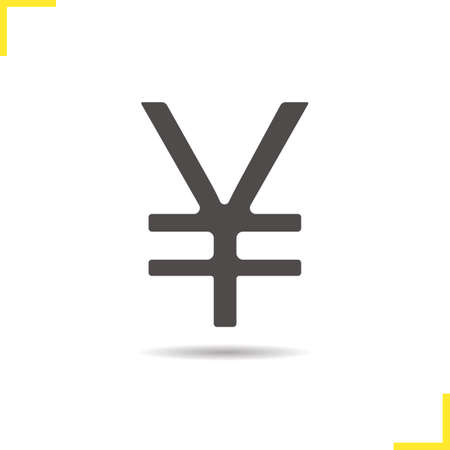 Yen sign icon. Drop shadow Japan sign silhouette symbol. Japan currency symbol. Yen sign  concept. Vector Japan yen sign isolated illustrationのイラスト素材