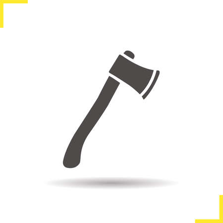 Ax icon. Isolated ax illustration. Drop shadow hatchet icon. Camping equipment. Wood cutter. Ax  concept. Vector axe. Silhouette ax symbol. Hatchet icon. Isolated hatchet illustrationのイラスト素材