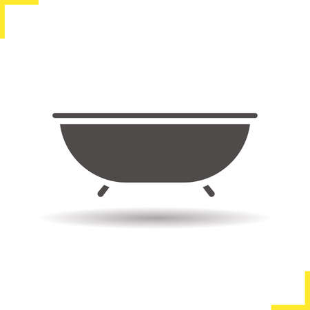 Bathtub icon. Isolated bath illustration. Drop shadow bathroom icon. Bathtub icon. Bathtub  concept. Vector bath. Silhouette bathroom symbol. Bath icon. Isolated bathroom illustrationのイラスト素材