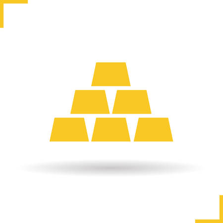 Gold bars icon. Drop shadow gold silhouette symbol. Gold bricks. Bullions. Bank gold. Vector isolated illustrationのイラスト素材