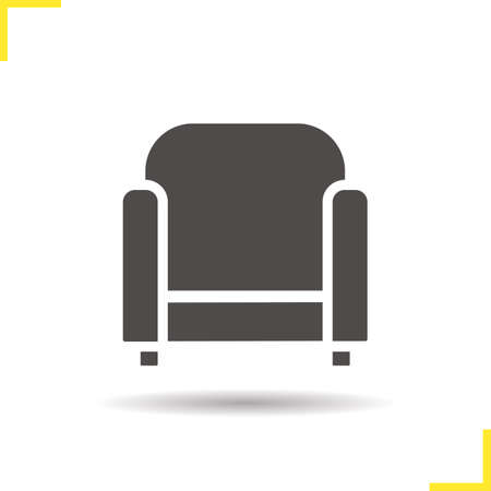 Armchair icon. Drop shadow chair silhouette symbol. Modern house furniture item. Office furniture. Armchair  concept. Vector chair isolated illustrationのイラスト素材