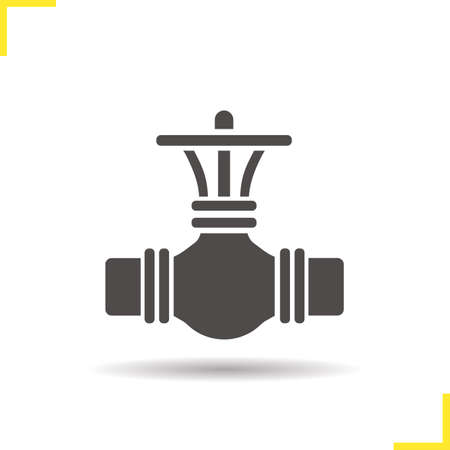 Pipeline valve icon. Drop shadow gas pipes silhouette symbol. Petroleum industry. Vector isolated illustrationのイラスト素材