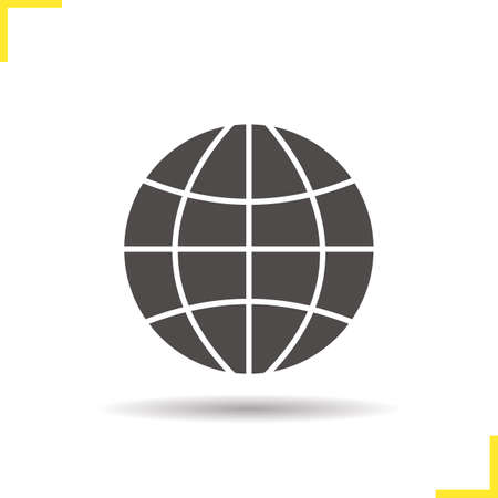 Globe icon. Drop shadow Earth silhouette symbol. Earth spherical model. World  concept. Vector worldwide isolated illustrationのイラスト素材